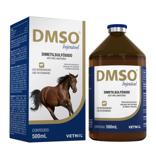 Frasco de DMSO Injetável 500 mL – Anti-inflamatório veterinário para dor e edema em equinos